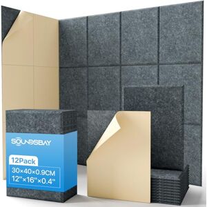 Soundsbay Lot de 12 panneaux acoustiques auto-adhésifs Absorbeur acoustique Haute densité Pour traitement acoustique et décoration murale 30 x 40 x 0,9 cm Gris foncé - Publicité Soundsbay Lot de 12 panneaux acoustiques auto-adhésifs Absorbeur acoustique Haute densité Pour traitement acoustique et décoration murale 30 x 40 x 0,9 cm Gris foncé - Publicité