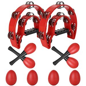 YOUNTHYE Lot de 2 tambourins demi-lune à double rangée pour adultes avec 4 œufs et 4 maracas, parfaits pour les musiciens, chanteurs, cours de musique, groupes - Publicité YOUNTHYE Lot de 2 tambourins demi-lune à double rangée pour adultes avec 4 œufs et 4 maracas, parfaits pour les musiciens, chanteurs, cours de musique, groupes - Publicité