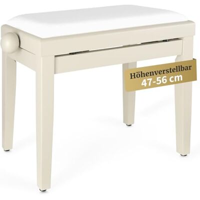 Classic Cantabile - Banquette De Piano - Blanc Mat - 47-56 cm - Velours - Publicité Classic Cantabile - Banquette De Piano - Blanc Mat - 47-56 cm - Velours - Publicité