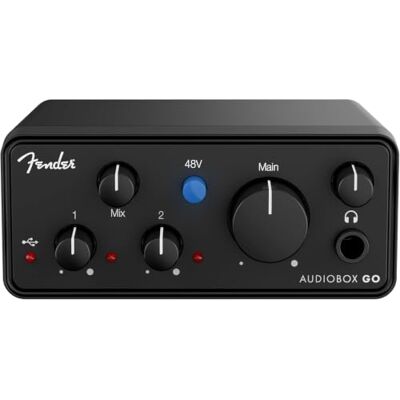 Fender AudioBox GO Interface Audio USB-C 2x2, 24 bits/96 kHz Interface USB-C Mac & PC, entrée XLR/ligne & instrument, monitoring sans latence, idéale débutants & podcasting - Publicité Fender AudioBox GO Interface Audio USB-C 2x2, 24 bits/96 kHz Interface USB-C Mac & PC, entrée XLR/ligne & instrument, monitoring sans latence, idéale débutants & podcasting - Publicité