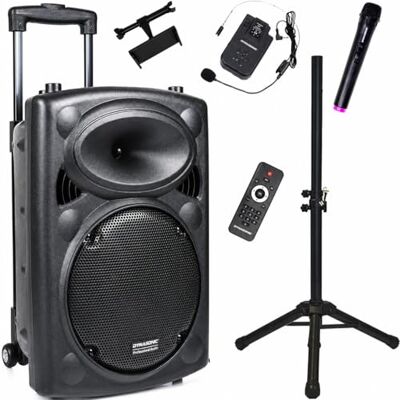 DYNASONIC DYNAPRO 12 Plus (Pack trépied 3ª Gen) Enceinte Haut-Parleur Bluetooth Portable Professionnel, Puissant Haut-Parleur Bluetooth 700 W, 2 Microphones karaoké, Support Tablette et trépied - Publicité DYNASONIC DYNAPRO 12 Plus (Pack trépied 3ª Gen) Enceinte Haut-Parleur Bluetooth Portable Professionnel, Puissant Haut-Parleur Bluetooth 700 W, 2 Microphones karaoké, Support Tablette et trépied - Publicité