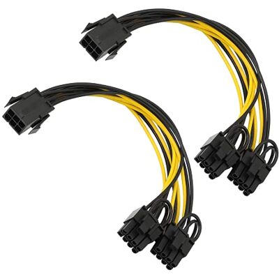 YieJoya Adaptateur pour câbles d'alimentation PCIe 6 broches à 8 broches, pack de 2 adaptateurs d'alimentation 6 broches vers double PCIe 8 broches (6+2) express pour carte graphique - Publicité YieJoya Adaptateur pour câbles d'alimentation PCIe 6 broches à 8 broches, pack de 2 adaptateurs d'alimentation 6 broches vers double PCIe 8 broches (6+2) express pour carte graphique - Publicité