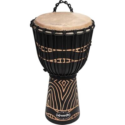 World Rhythm Djembe Tambour Bois d'acajou 11 Pouces Noir tourbillonnant MDJ032 - Publicité World Rhythm Djembe Tambour Bois d'acajou 11 Pouces Noir tourbillonnant MDJ032 - Publicité