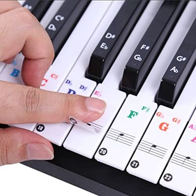 AONAT Autocollants de Piano de Couleur,Autocollant transparent pour clavier de piano Amovible, 88/61/54/49/37 touches Autocollants pour Notes de Piano - Publicité AONAT Autocollants de Piano de Couleur,Autocollant transparent pour clavier de piano Amovible, 88/61/54/49/37 touches Autocollants pour Notes de Piano - Publicité