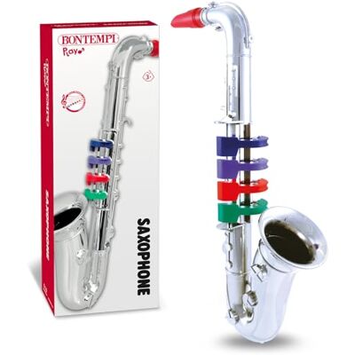 Bontempi Saxophone 4 notes Argenté 37 cm - Publicité Bontempi Saxophone 4 notes Argenté 37 cm - Publicité