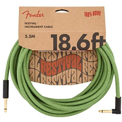 Fender Festival Câble Instrument Chanvre Droit/Angle Vert 5.5M Câble guitare électrique éco-responsable, chanvre naturel, connecteurs droit/angle, scène & studio, durable, vert - Publicité Fender Festival Câble Instrument Chanvre Droit/Angle Vert 5.5M Câble guitare électrique éco-responsable, chanvre naturel, connecteurs droit/angle, scène & studio, durable, vert - Publicité