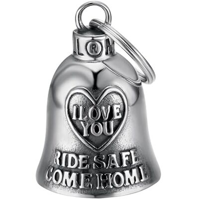 MOCY BELL Clochette Moto I Love You Ride Safe Come Home Porte-Bonheur Motard en Acier Inoxydable 316L Talisman Protection et Amour Cadeau Biker Homme Femme - Publicité MOCY BELL Clochette Moto I Love You Ride Safe Come Home Porte-Bonheur Motard en Acier Inoxydable 316L Talisman Protection et Amour Cadeau Biker Homme Femme - Publicité