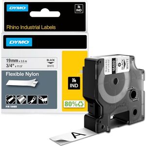 Dymo Rhino Étiquettes industrielles Nylon flexible rouleau de 19 mm x 3,5 m autocollantes impression en noir sur fond blanc pour étiqueteuses Rhino et LabelManager - Publicité Dymo Rhino Étiquettes industrielles Nylon flexible rouleau de 19 mm x 3,5 m autocollantes impression en noir sur fond blanc pour étiqueteuses Rhino et LabelManager - Publicité