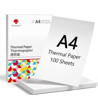 Phomemo 100Pcs Papier Thermique A4 pour Imprimante Portable M08F M834 M832D Fort Contraste, Longue Durée de Conservation Compatible Avec TATTMUSE A285M A28U Et Autres Imprimantes Thermiques - Publicité Phomemo 100Pcs Papier Thermique A4 pour Imprimante Portable M08F M834 M832D Fort Contraste, Longue Durée de Conservation Compatible Avec TATTMUSE A285M A28U Et Autres Imprimantes Thermiques - Publicité