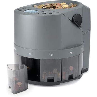 Safescan 1450 compteuse de pièces qui compte et trie rapidement de gros volumes de pièces en euros mélangées Trie les pièces par dénomination Monnayeur pour un comptage continu des pièces - Publicité Safescan 1450 compteuse de pièces qui compte et trie rapidement de gros volumes de pièces en euros mélangées Trie les pièces par dénomination Monnayeur pour un comptage continu des pièces - Publicité