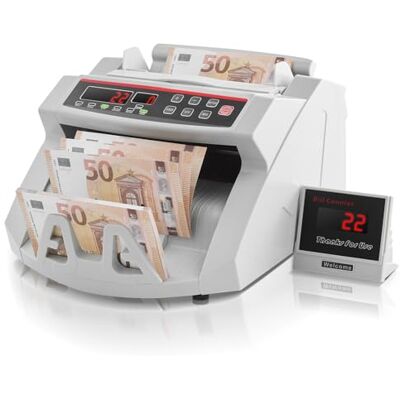 VEVOR OIdFe Compteuse de Billets Professionnelle USD/EUR/GBP, Détecteur de Faux Billets par UV MG Contrefacon, Vitesse >1000pcs/min, Compteuse de Billets Trieuse Portable avec Affichage Banque Magasin - Publicité VEVOR OIdFe Compteuse de Billets Professionnelle USD/EUR/GBP, Détecteur de Faux Billets par UV MG Contrefacon, Vitesse >1000pcs/min, Compteuse de Billets Trieuse Portable avec Affichage Banque Magasin - Publicité