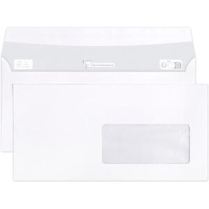 Clairefontaine 10935C Boite de 500 Enveloppes Blanches DL-110x220mm Auto-Adhésives 90g/m² Fenêtre Papier Cristal 45x100 (position 20/20) - Publicité Clairefontaine 10935C Boite de 500 Enveloppes Blanches DL-110x220mm Auto-Adhésives 90g/m² Fenêtre Papier Cristal 45x100 (position 20/20) - Publicité
