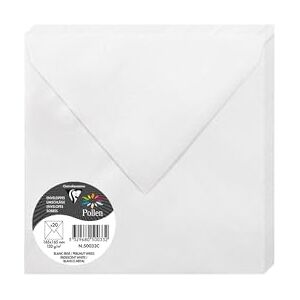 Clairefontaine 50033C Paquet de 20 Enveloppes Gommées Format Carré (16,5x16,5cm) 120g/m² Coloris Blanc Irisé Invitation Evènements et Correspondance Gamme Pollen Papier Premium Lisse - Publicité Clairefontaine 50033C Paquet de 20 Enveloppes Gommées Format Carré (16,5x16,5cm) 120g/m² Coloris Blanc Irisé Invitation Evènements et Correspondance Gamme Pollen Papier Premium Lisse - Publicité