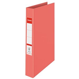 Esselte Classeur à Anneaux, Capacité 190 Feuilles, Dos de 42 mm, Classeur A4 à 2 Anneaux, Couverture Rigide, Maison / Bureau, Motif Texturé, Gamme Colour'Breeze, Corail, 628433 - Publicité