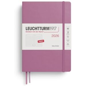 LEUCHTTURM1917 372781 Agenda journalier 2026 à pois, format moyen (A5), rose poussiéreuse, en anglais - Publicité LEUCHTTURM1917 372781 Agenda journalier 2026 à pois, format moyen (A5), rose poussiéreuse, en anglais - Publicité