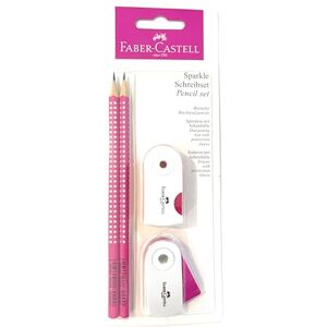 Faber-Castell 218487 Sparkle Lot de crayons avec taille-crayon, gomme et 2 crayons Rose - Publicité Faber-Castell 218487 Sparkle Lot de crayons avec taille-crayon, gomme et 2 crayons Rose - Publicité