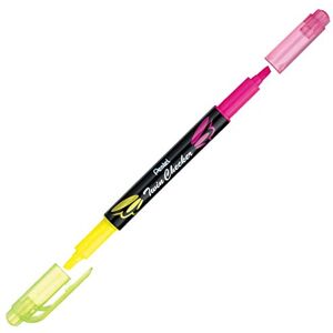 Pentel Surligneur "TWIN CHECKER" 2 pointes Jaune/Rose - Publicité Pentel Surligneur "TWIN CHECKER" 2 pointes Jaune/Rose - Publicité