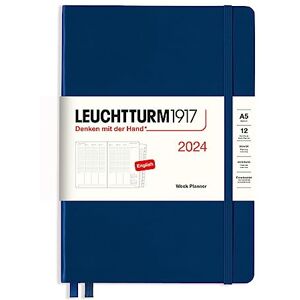 LEUCHTTURM1917 367830 Agenda semainier 2024, format moyen (A5), 12 mois, bleu marine, en anglais - Publicité LEUCHTTURM1917 367830 Agenda semainier 2024, format moyen (A5), 12 mois, bleu marine, en anglais - Publicité