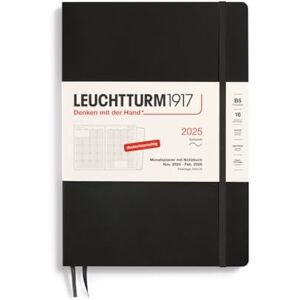 LEUCHTTURM1917 370601 Planning mensuel et carnet de notes 2025, Composition B5, couverture souple, 16 mois, 80 g, ligné, noir - Publicité LEUCHTTURM1917 370601 Planning mensuel et carnet de notes 2025, Composition B5, couverture souple, 16 mois, 80 g, ligné, noir - Publicité
