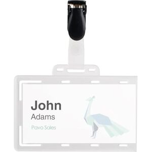Pavo Pack de 50 Badges 54 x 86 mm avec Clip Transparent - Publicité Pavo Pack de 50 Badges 54 x 86 mm avec Clip Transparent - Publicité