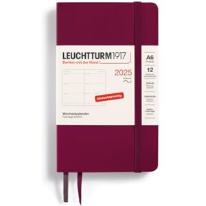 LEUCHTTURM1917 370573 Agenda semainier 2025 de poche A6 à couverture souple – Agenda 12 mois, 80 g, ligné, rouge Port - Publicité LEUCHTTURM1917 370573 Agenda semainier 2025 de poche A6 à couverture souple – Agenda 12 mois, 80 g, ligné, rouge Port - Publicité