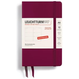 LEUCHTTURM1917 370551 Agenda semainier 2025 de poche, format A6, couverture rigide, planificateur 12 mois, 80 g, ligné, rouge port - Publicité LEUCHTTURM1917 370551 Agenda semainier 2025 de poche, format A6, couverture rigide, planificateur 12 mois, 80 g, ligné, rouge port - Publicité