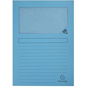 Exacompta Réf. 50162E Paquet de 100 chemises à fenêtre sans plastique SUPER 160 g/m² couleurs pastel chemises certifiées PEFC™ dimensions 22 x 31 cm pour documents format A4 couleur bleu vif - Publicité Exacompta Réf. 50162E Paquet de 100 chemises à fenêtre sans plastique SUPER 160 g/m² couleurs pastel chemises certifiées PEFC™ dimensions 22 x 31 cm pour documents format A4 couleur bleu vif - Publicité