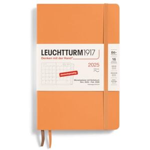 LEUCHTTURM1917 370610 Paperback B6+ Agenda mensuel et carnet de notes 2025 à couverture souple 16 mois, 80 g, ligné, abricot - Publicité LEUCHTTURM1917 370610 Paperback B6+ Agenda mensuel et carnet de notes 2025 à couverture souple 16 mois, 80 g, ligné, abricot - Publicité