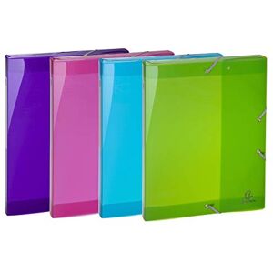 Exacompta Réf. 59480E 4 boites de classement avec élastiques Iderama en polypropylène semi-translucide dos 2,5 cm dimensions 25 x 33 cm pour A4 4 couleurs assorties livrées montées - Publicité Exacompta Réf. 59480E 4 boites de classement avec élastiques Iderama en polypropylène semi-translucide dos 2,5 cm dimensions 25 x 33 cm pour A4 4 couleurs assorties livrées montées - Publicité
