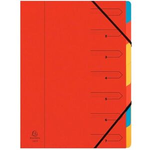 Exacompta Réf. 54075E Carton de 12 trieurs dos agrafé avec élastiques couverture imprimée en carte lustrée et intérieur en carte recyclée 7 compartiments dim 24,5 x 32 cm pour A4 rouge - Publicité Exacompta Réf. 54075E Carton de 12 trieurs dos agrafé avec élastiques couverture imprimée en carte lustrée et intérieur en carte recyclée 7 compartiments dim 24,5 x 32 cm pour A4 rouge - Publicité