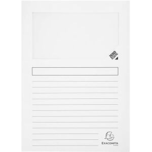 Exacompta Réf. 50151E Paquet de 100 chemises à fenêtre sans plastique SUPER 160 g/m² couleurs pastel chemises certifiées PEFC™ dimensions 22 x 31 cm pour documents format A4 couleur blanc - Publicité Exacompta Réf. 50151E Paquet de 100 chemises à fenêtre sans plastique SUPER 160 g/m² couleurs pastel chemises certifiées PEFC™ dimensions 22 x 31 cm pour documents format A4 couleur blanc - Publicité
