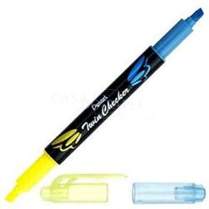 Pentel Surligneur "TWIN CHECKER", 2 pointes, jaune/bleu - Publicité Pentel Surligneur "TWIN CHECKER", 2 pointes, jaune/bleu - Publicité