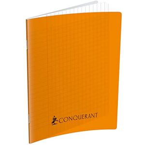 Conquérant Cahier Classique 17x22cm Grands Carreaux Seyès 192 Pages Agrafées Couverture Polypro Orange - Publicité