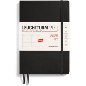 LEUCHTTURM1917 370784 Agenda semainier 2025 à couverture souple Format moyen A5 Agenda 12 mois ligné Noir anglais - Publicité LEUCHTTURM1917 370784 Agenda semainier 2025 à couverture souple Format moyen A5 Agenda 12 mois ligné Noir anglais - Publicité
