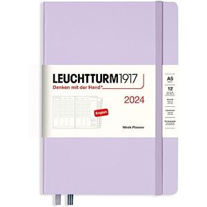 LEUCHTTURM1917 367827 Agenda semainier 2024, 12 mois, format A5, lilas, en anglais - Publicité LEUCHTTURM1917 367827 Agenda semainier 2024, 12 mois, format A5, lilas, en anglais - Publicité