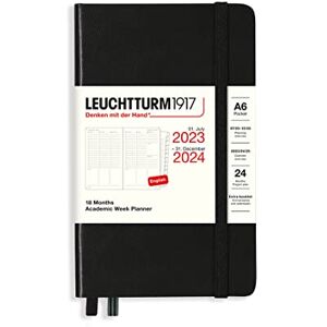 LEUCHTTURM1917 367559 Agenda semainier académique 2024, format A6, 18 mois, noir, en anglais - Publicité LEUCHTTURM1917 367559 Agenda semainier académique 2024, format A6, 18 mois, noir, en anglais - Publicité