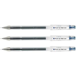 PILOT Lot de 3 Stylos roller à encre gel G-TEC-C4 pointe ultra fine 0,4mm Trait 0,2mm bleu - Publicité PILOT Lot de 3 Stylos roller à encre gel G-TEC-C4 pointe ultra fine 0,4mm Trait 0,2mm bleu - Publicité