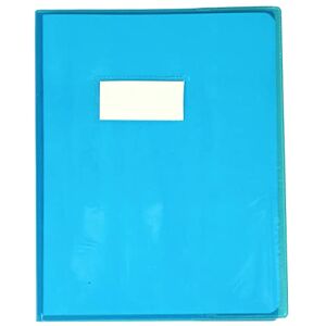 Calligraphe 73002C Un Protège-Cahier Cristalux Bleu 17x22 cm 22/100ème avec Porte-Étiquette PVC Transparent Lisse - Publicité