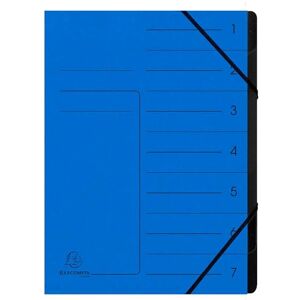 Exacompta Réf. 540702E Carton de 10 trieurs dos agrafé avec élastiques couverture imprimée en carte lustrée et intérieur en carte recyclée noire 7 compartiments 24,5x 32 cm A4 bleu - Publicité Exacompta Réf. 540702E Carton de 10 trieurs dos agrafé avec élastiques couverture imprimée en carte lustrée et intérieur en carte recyclée noire 7 compartiments 24,5x 32 cm A4 bleu - Publicité