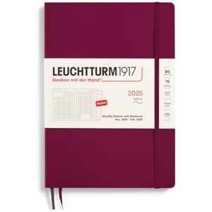 LEUCHTTURM1917 370708 Planificateur mensuel et carnet de notes 2025, Composition B5, couverture souple, 16 mois, ligné, rouge Port, anglais - Publicité LEUCHTTURM1917 370708 Planificateur mensuel et carnet de notes 2025, Composition B5, couverture souple, 16 mois, ligné, rouge Port, anglais - Publicité