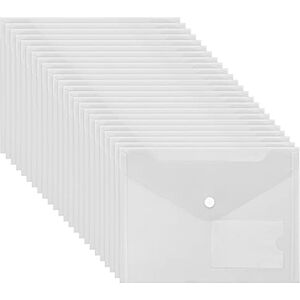 BELLE VOUS Pochette Plastique A5 Transparente (Lot de 24) Avec Bouton Fermoir et Porte Carte Pochette Rangement Maison, Bureau et Ecole Pour Documents et Enveloppes - Publicité BELLE VOUS Pochette Plastique A5 Transparente (Lot de 24) Avec Bouton Fermoir et Porte Carte Pochette Rangement Maison, Bureau et Ecole Pour Documents et Enveloppes - Publicité