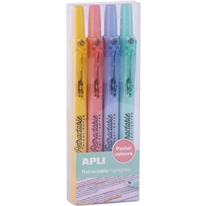 Apli 18933 – Lot de 4 surligneurs pastel rétractables à pointe biseautée – Feutres couleurs pastel. Publicité Apli 18933 – Lot de 4 surligneurs pastel rétractables à pointe biseautée – Feutres couleurs pastel. Publicité