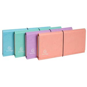 Exacompta Réf. 58660E Carton de 4 pochettes trieur Aquarel en carte multicolore pastel 6 compartiments fermeture par élastiques format 26x13 cm pour documents format 24x11 cm assorties - Publicité Exacompta Réf. 58660E Carton de 4 pochettes trieur Aquarel en carte multicolore pastel 6 compartiments fermeture par élastiques format 26x13 cm pour documents format 24x11 cm assorties - Publicité
