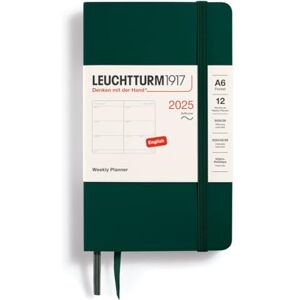 LEUCHTTURM1917 370685 Agenda semainier 2025 de poche, format A6, à couverture souple, 12 mois, ligné, vert forêt - Publicité LEUCHTTURM1917 370685 Agenda semainier 2025 de poche, format A6, à couverture souple, 12 mois, ligné, vert forêt - Publicité