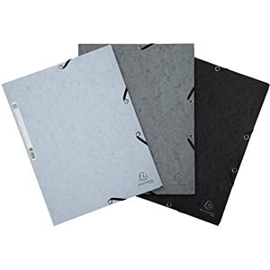 Exacompta Réf. 55571E Lot de 3 chemises à élastiques 3 rabats en carte lustrée 400g/m2 dimensions 24 x 32 cm pour documents au format A4 3 couleurs Orage : gris, gris tourterelle, noir - Publicité Exacompta Réf. 55571E Lot de 3 chemises à élastiques 3 rabats en carte lustrée 400g/m2 dimensions 24 x 32 cm pour documents au format A4 3 couleurs Orage : gris, gris tourterelle, noir - Publicité