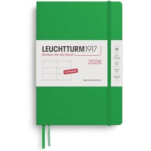 LEUCHTTURM1917 372858 Agenda Semainier Medium (A5) 2026, 12 Mois, Spring Leaf, Français - Publicité LEUCHTTURM1917 372858 Agenda Semainier Medium (A5) 2026, 12 Mois, Spring Leaf, Français - Publicité