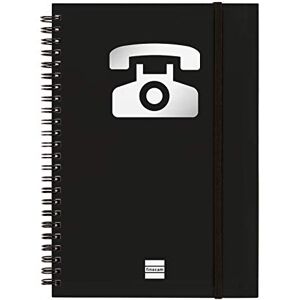 Finocam – Répertoire téléphonique à double spirale fermé par un élastique 48 pages Répertoire téléphonique A5 Reliure à double spirale – couleur Noir - Publicité Finocam – Répertoire téléphonique à double spirale fermé par un élastique 48 pages Répertoire téléphonique A5 Reliure à double spirale – couleur Noir - Publicité