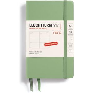 LEUCHTTURM1917 370553 Agenda semainier 2025 de poche, format A6, couverture rigide, planificateur 12 mois, 80 g, ligné, sauge - Publicité LEUCHTTURM1917 370553 Agenda semainier 2025 de poche, format A6, couverture rigide, planificateur 12 mois, 80 g, ligné, sauge - Publicité