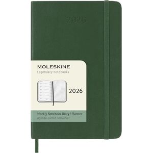 Moleskine Agenda Hebdomadaire, Agenda Hebdomadaire 2026 12 Mois Avec Espace Pour Notes, Avec Couverture Souple et Fermeture Élastique, Format Pocket 9x14, Couleur Vert Myrte - Publicité Moleskine Agenda Hebdomadaire, Agenda Hebdomadaire 2026 12 Mois Avec Espace Pour Notes, Avec Couverture Souple et Fermeture Élastique, Format Pocket 9x14, Couleur Vert Myrte - Publicité