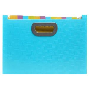 Exacompta Réf. 55199E 1 Trieur valisette extensible ouvert avec poignées Pop'Nco couverture en PP recyclé intérieur en PP 24 compartiments dim 33x23,5x25 cm couleur cyan - Publicité Exacompta Réf. 55199E 1 Trieur valisette extensible ouvert avec poignées Pop'Nco couverture en PP recyclé intérieur en PP 24 compartiments dim 33x23,5x25 cm couleur cyan - Publicité